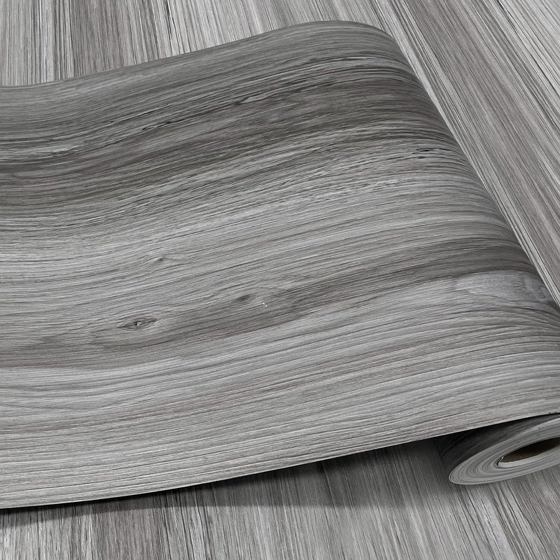 auxua Wood Grain Peel and Stick Floor Tiles - 11.8    Width, Full Roll Length of 394"" - Versatile Design for Any Space, Grey Self Adhesive Vinyl Flooring, Waterproof and Non-Slip Features - Image 1